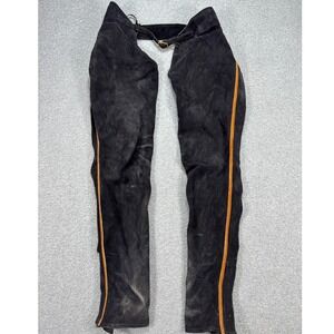VIntage Suede Leather Chaps Black Brown Suede Full Leg Zip Western Equestrian